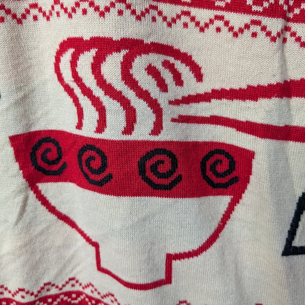 Naruto Shippuden Ichiraku Ramen Sweater | Size‎ Small | Red & Cream Knit